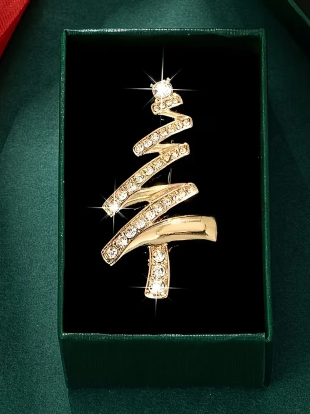Gold Crystal Christmas tree brooch - new in box